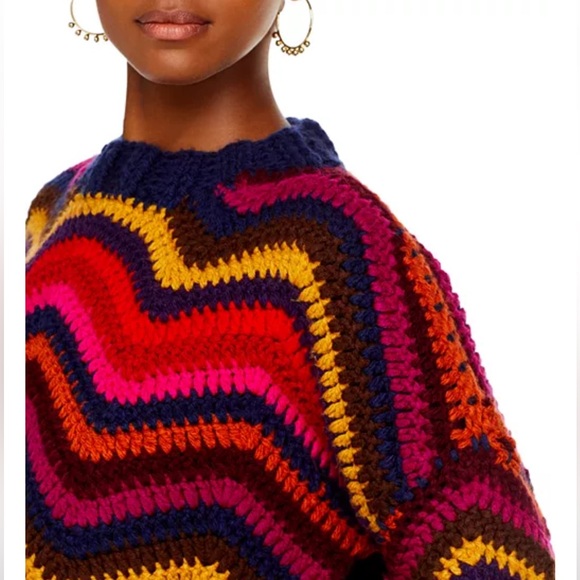 NWT FARM Rio Colorful Waves Crochet Sweater - Picture 6 of 15